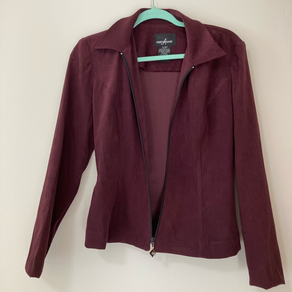 positive attitude red jacket blazer zip up, great for fall or work!!